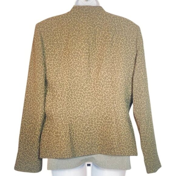 Le Suit Olive & Deep Green Leopard Print Blazer Size 12 Tailored Waist - Picture 3 of 8